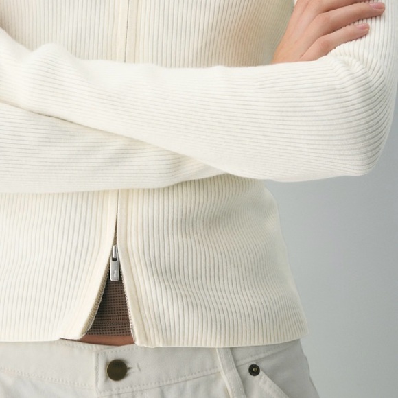 TNA Off-White Ribbed Zip-Up Jacket - Picture 3 of 6